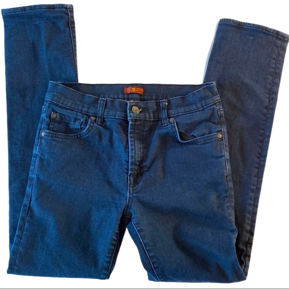 7 For All Mankind Dark Wash Denim Mid-Rise Straight Jeans Boys 14x28 Women’s 27